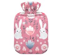 Cartoon Cute White Rabbit Water Bottle for hot Water with Soft Cover, 2L hot Compress for Tummy Warmer, Hand Feet Warmer, bolsas para agua Caliente
