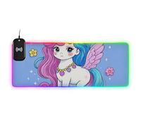 Cartoon Cute White Rainbow Unicorn Wirel Charging Glowing Mouse pad Big Cool Writing 35.4 x 15.7 in Desktop Mouse mat