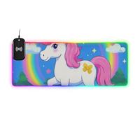 Cartoon Cute White Rainbow Unicorn Wirel Charging Glowing pad Mouse Smooth Writing 35.4 x 15.7 in Mouse mat