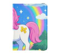 Cartoon Cute White Rainbow unicorns Leather passport holder for travel for travel Travel Documents Organizer Protector Wallet Passport Holder for women Lightweight, Cartoon cute white rainbow