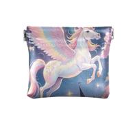 Cartoon Cute White Rainbow Unicorns Women Leather Purses Handbags Comfortable Clasp Wallet Card Holder For Women, Cartoon Cute White Rainbow Unicorns, 1 Size, Printed Graphics, Cartoon Cute White