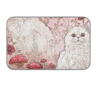 Cartoon Cute White Selkirk Rex Cats Summer cat cooling mat Self Cooling 38" x 23" cooling beds for pet outside portable manta refrescante para perro M