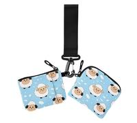 Cartoon Cute White Sheep Women's Change Wallet Card Cases Small Portable Identity Card Protector with Wristlet Strap for Woman 2 Pcs, Cartoon cute white sheep, One Size, Casual