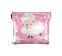 Cartoon Cute White Sheep Women's Leather Coin Purse Wallet Portable Card Key Organizers for Girls Women Ladies, Cartoon cute white sheep, Decoration
