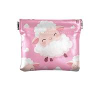 Cartoon Cute White Sheep Women's Small Leather Change Purse Unique Cosmetic Bags for Purse for Girls Ladies Handbag