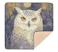 Cartoon Cute White Snowy Owl Cute Foldable Baby Gym & Activity Mat for Indoor Outdoor Non-Toxic Padded Baby Mat for Babies Infants Toddlers, 50'' x 50''