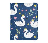 Cartoon Cute White Swan Leather Passport and Vaccine Card Wallet Combo Wallet Passport Holder Passport Holder Case Lightweight, Cartoon cute white swan, One Size