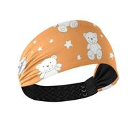Cartoon Cute White Teddy Bear Stars no slip women's headbands Elastic head sweat bands for women for Workouts Yoga tennis hiking