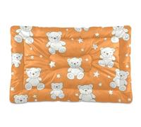 Cartoon Cute White Teddy Bear Stars Washable Dog Sleeping Mattress Non-Slip Soft Comfortable Dog Crate Pad for Medium/Large Dogs 36" x 24"