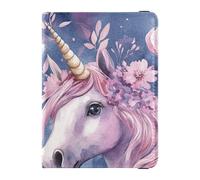 Cartoon Cute White unicorns Leather Passport Holder Cover Travel Documents Organizer Protector Cute Passport Book Lightweight, Cartoon cute white unicorns, One Size