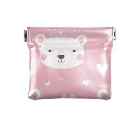Cartoon Cute White Valentine's Day Bear PU Leather Small Coin Purse Portable Makeup Period Bag for Women, Cartoon Cute White Valentine's Day Bear, 1 Size, Print Art, Cartoon Cute White Valentine's Day