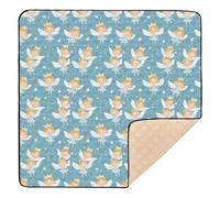 Cartoon Cute Winged Angel Cute Foldable Baby Gym & Activity Mat for Indoor Outdoor Lightweight Tummy Time Mat for Babies Infants Toddlers, 50'' x 50''