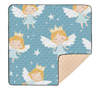 Cartoon Cute Winged Angel Soft Padded Thick Play mat for Baby for Floor Comfortable Foldable Padded Baby Mat for Babies Infants Toddlers, 50'' x 50''tapete de gimnasio para