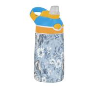 Cartoon Cute Wolf Blue Kids Water Bottle with Handle Wide Mouth Leakproof 16oz Cup for Hiking, Travel, Running or Fitness tazas para Cafe