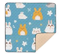 Cartoon Cute Yellow and White Hamster Large Stylish Baby Floor Play mat for Floor Washable Foldable Tummy Time & Crawling Mat for Baby Toddler Infant, 50'' x 50''alfombras para jugar Bebes