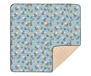 Cartoon Cute Yellow Black Bee Cute Foldable Baby Play Mat for Indoor Outdoor 1-Piecing Activity Entertainment Mat for Baby Toddler Infant, 50'' x 50''