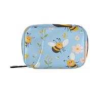 Cartoon Cute Yellow Black Bee Medicine Bags with Detachable Compartments Attachable Organizer Zipper case for Purse