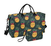 Cartoon Cute Yellow Bow with Pineapple Travel Bag Carry On Weekend Bag Tote Bag with Adjustable Strap for Sports Waterproof