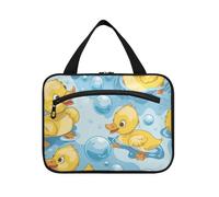 Cartoon Cute Yellow Bubble Duck Hanging up Toiletry Bag for Women with Hook, Designer Unisex Toiletry kit for Adults Travel bolsas para maquillaje L