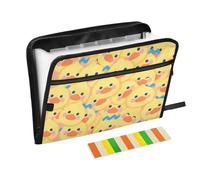 Cartoon Cute Yellow Duck Accordion File Organizer 13 Pockets A4 Letter Size with Zipper Closure for Expanding Hanging File Folders