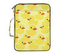 Cartoon Cute Yellow Duck File Folders with Pockets Waterproof 1.5-Inch 3-Ringing Zipper Binder Organizer with Zipper Closure for Document Storage