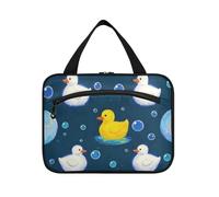 Cartoon Cute Yellow Duck Hanging Travel Tote Bags for Women with Hook, Designer Portable Hanging Toiletry Bag for Women Must Work bolso para maquillaje L
