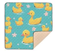 Cartoon Cute Yellow Ducks Large Non-Slip Baby Activity Play Mat for Indoor Outdoor One-Piece Foldable Tummy Time Activity Mat for Baby Kids Toddlers Infants, 50'' x 50''alfombrillas para Bebes