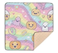 Cartoon Cute Yellow Halloween Pumpkin Large Stylish Baby Gym & Activity Mat for Floor Lightweight Padded Baby Mat for Babies Infants Toddlers, 50'' x 50''