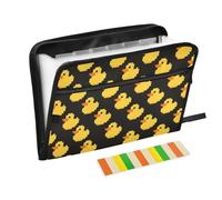 Cartoon Cute Yellow Pixel Duck File Folders 13 Pockets A4 Letter Size with Zipper Closure for Folders for Documents