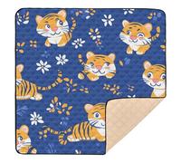 Cartoon Cute Yellow Tiger Large Stylish Baby Play Mat for Indoor Outdoor Non-Toxic Foldable Padded Baby Mat for Baby Toddler Infant, 50'' x 50''tapete para juegos de