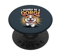 Cartoon Dachshund Corgi Mix Breed Dog I wanna be a Dorgi PopSockets Adhesive PopGrip