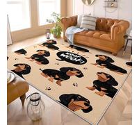 Cartoon Dachshund Pattern Flannel Rug for Living Room & Bedroom Soft Fluffy Carpet Brown Non-Slip, Machine Washable, Kids Area Rug Mat for Playroom & Floor Protector 80x150 cm