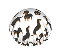 Cartoon Dachshund,Shower Cap Nightcap Double Layer Waterproof Elastic Bath Cap Reusable Hair Cap