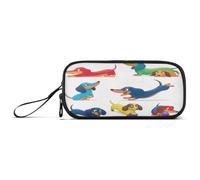 Cartoon Dachshund White Pen Case for Artists, Clutter-free