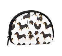 Cartoon Dachshund, Women's Storage Bag Shell Makeup Bag Small Coin Purse Shell Change Pouch