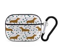 Cartoon Dachshunds Dogs Paw Prints Headphone Protective Case with Keychain Cute Earphone Case Compatible for Airpods Pro