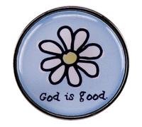 Cartoon Daisy Enamel Pin God is Good Brooch Letter Inspirational Quote Pin Sunflower Metal Badges Clothing Backpack Hat Accessory DIY Jewelry Gifts for Women, Blue