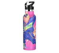 Cartoon Dancing Dog Hip Pop Neon Color Leakproof and BPA Free Reusable Water Bottle Insulated with Leak Proof Spout Lid Vacuum Insulated for Sport Gym Outdoor Travel School