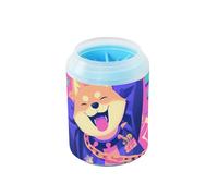 Cartoon Dancing Dog Hip Pop Neon Color Reusable Paw Cleaning Cup with Soft Massage Brush Pets Cleaning Kit for Small & Medium Dogs