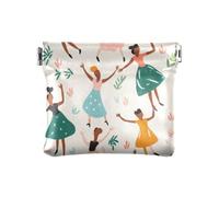 Cartoon Dancing Girl Squeeze Coin Purse Pouch Change Holder PU Leather Mini Wallet Coin Pocket for Women Girls Men