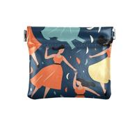 Cartoon Dancing Girls Squeeze Coin Purse Pouch Change Holder PU Leather Mini Wallet Coin Pocket for Women Girls Men