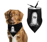 Cartoon Death RIP Dog Bandana Pet Scarf for Small Medium Large Dogs Triangle Bibs Photo Prop Gift