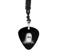 Cartoon Death RIP Guitar Pick Pendant Necklace for Acoustic Electric Bass Players Guitar Accessories Guitarist Gifts