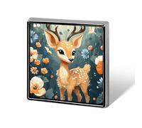 Cartoon Deer Flower Badge Square Lapel Metal Brooch Badge Art Enamel Brooch Elegant Lapel Pins for Jackets Backpacks Accessories