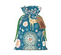 Cartoon Deer Flower Print Small Drawstring Pouch For Gifts,Reusable Gift Bag,For Holiday And Party Presents