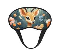 Cartoon Deer Flower Sleep Mask for Side Sleeper Soft Breathable Sleeping Eye Mask Blackout Silk Eye Sleep Shade Cover with Elastic Strap Night Blindfold for Women Men Travel Nap