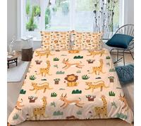 Cartoon Deer King Size Duvet Cover Sets 3D Printed Jungle Animals Bedding Set Soft Brushed Microfiber Quilt Cover 230x220 cm with Zipper Closure for Teens and Adults with 2 Pillowcases d-1293
