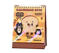 Cartoon Desk Calendar 2025, Cute Desk Calendar 2024-2025 | Bread Pattern Design 14 Months Academic Planner - 14 Months Academic Planner, 5.5x7.2 Inch Simplified Desk Calendar 2024-2