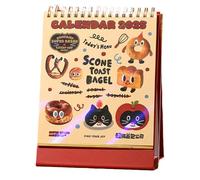Cartoon Desk Calendar 2025, Cute Desk Calendar 2024-2025 - Bread Pattern Design 2025 Desk Calendar | 14 Months Academic Planner, 5.5x7.2 Inch Simplified Desk Calendar 2024-2025, afsch