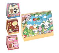 Cartoon Desk Calendar 2025, Small Double Wire Planner with Monthly Pages, Cute Desktop Standing Schedule, 4.41 Inches for Easy Planning and Tracking at Home School Dorm